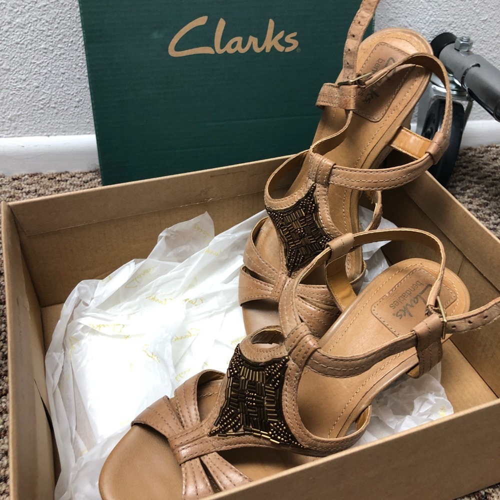 Clark’s low wedge heels